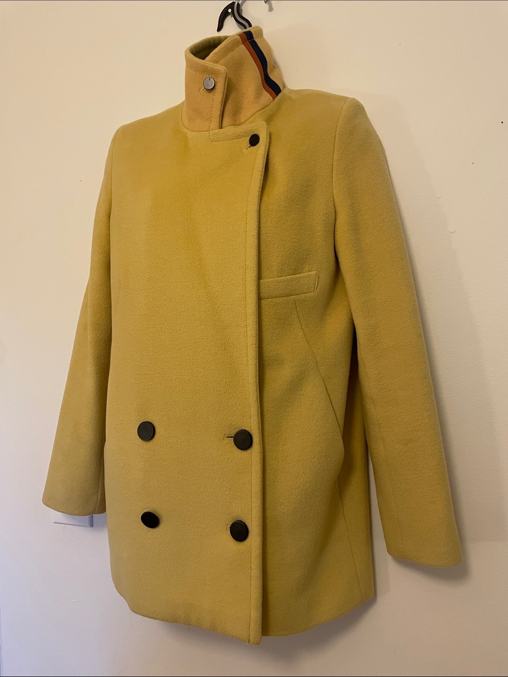 Double-Breasted Felted Yellow Blazer - Picture 3 of 11